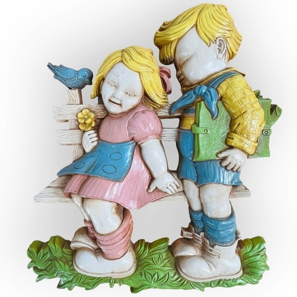 Vintage 80s Homco Children’s Wall Plaque Nursery Pastel Decor - Picture 5 of 7